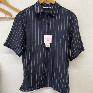 ユニクロ(UNIQLO)のユニクロ　リネンブレンド　ストライププルオーバーM(シャツ/ブラウス(半袖/袖なし))