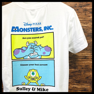 ディズニー(Disney)の公認 モンスターズインク バックプリント Tシャツ Lサイズ ホワイト タグ付き(Tシャツ/カットソー(半袖/袖なし))