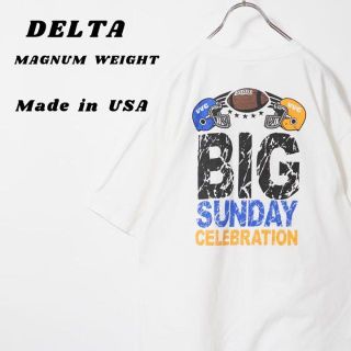 デルタ(DELTA)のDELTA USA製　Tシャツ　白　アメフト　デザインTシャツ　ゆるだぼ　XL(Tシャツ/カットソー(半袖/袖なし))