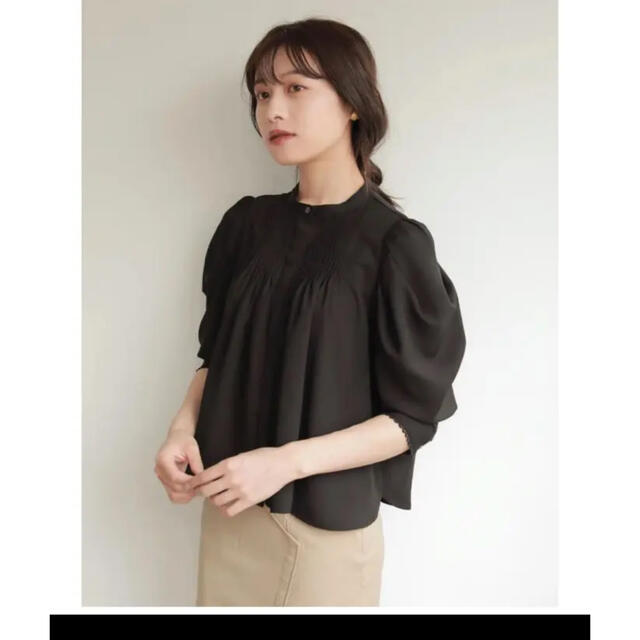 l'or  Pin tuck Blouse(Black)なし伸縮性