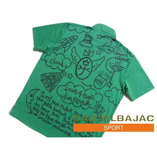 カステルバジャック(CASTELBAJAC)のCASTELBAJAC カステルバジャック 総柄 ジップシャツ ポロシャツ 46(Tシャツ/カットソー(半袖/袖なし))