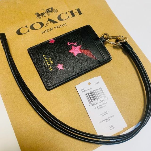 COACH コーチ　ランヤード　カードケース　定期入れ 星柄　スタープリント