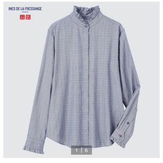 ユニクロ(UNIQLO)のユニクロ　イネス　コットンフリルシャツ　M 新品(シャツ/ブラウス(長袖/七分))