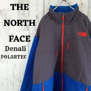 ザノースフェイス(THE NORTH FACE)の美品US規格ノースフェイスデナリジャケットブルー青グレー灰色刺繍ロゴ古着4L(ブルゾン)