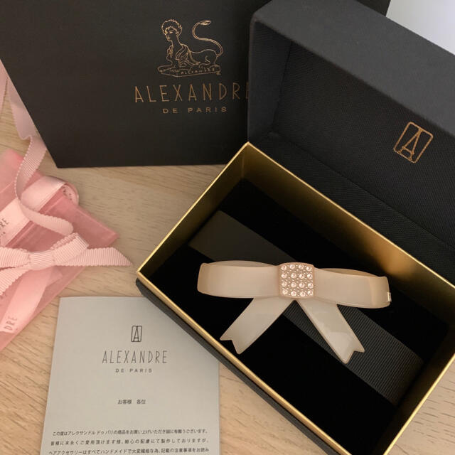 国際ブランド】 Alexandre de オレンジベージュ 十和子リボン バレッタ