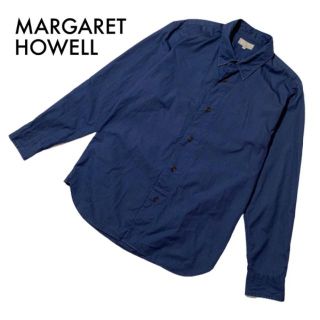 マーガレットハウエル(MARGARET HOWELL)のマーガレットハウエル メンズカジュアルシャツ 長袖 メンズM ネイビー 古着(シャツ)