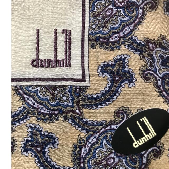 Dunhill(ダンヒル)のdunhill ✨ダンヒル/大判　上質素材　刺繍ロゴ入り　ペイズリー柄 メンズのファッション小物(ハンカチ/ポケットチーフ)の商品写真