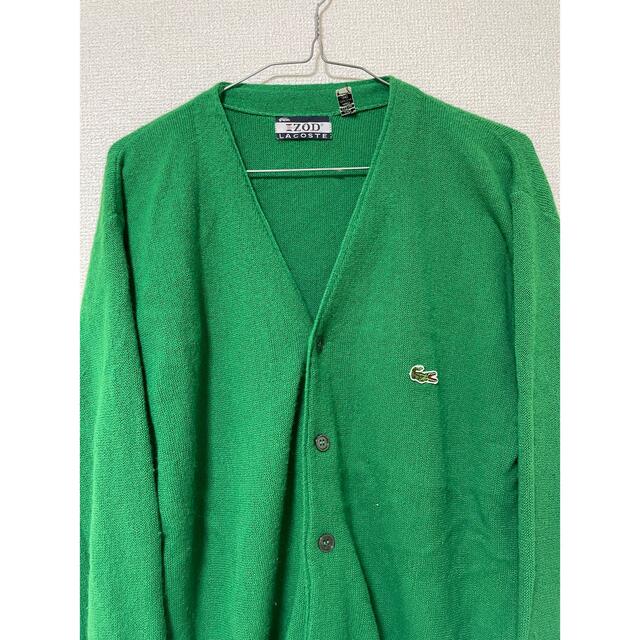 カーディガン70s80s LACOSTE カーディガン M グリーン VINTAGE