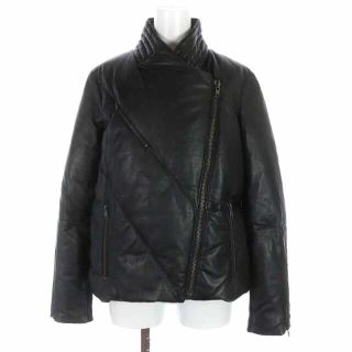 ヘルムートラング(HELMUT LANG)のヘルムートラング レザージャケット 革ジャン ダウンジャケット 羊革 S 黒(ダウンジャケット)