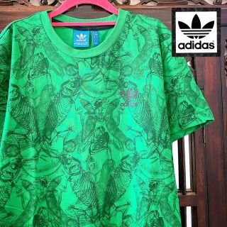 アディダス(adidas)のアディダス グリーン 爬虫類 鳥 カメレオン Tシャツ ジャージ パーカー(Tシャツ/カットソー(半袖/袖なし))