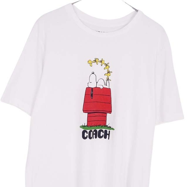 コーチ Tシャツ PEANUTS プリント スヌーピー 半袖 L相当 ホワイト