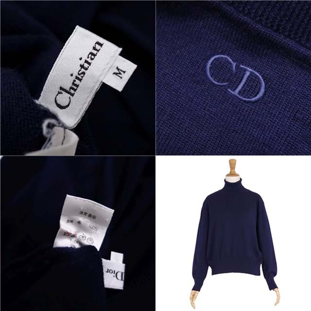 Christian Dior(クリスチャンディオール)のVintage クリスチャンディオール ニット ウール レディース M ネイビー レディースのトップス(ニット/セーター)の商品写真