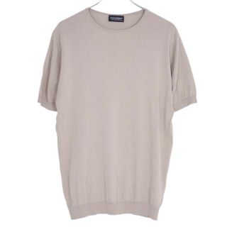 ジョンスメドレー(JOHN SMEDLEY)のジョンスメドレー ニット 半袖 コットン トップス メンズ M ベージュ(ニット/セーター)