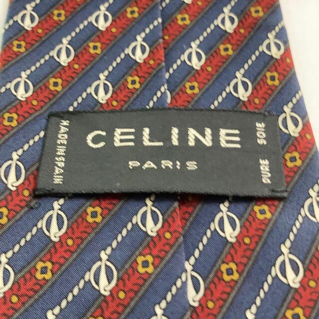 celine(セリーヌ)の✨美品✨ セリーヌ CELINE ネクタイ 絹 コーデ 紺 赤 高級感 メンズのファッション小物(ネクタイ)の商品写真