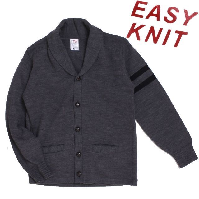 EASY KNIT イージーニット ライン入り カーディガン グレー