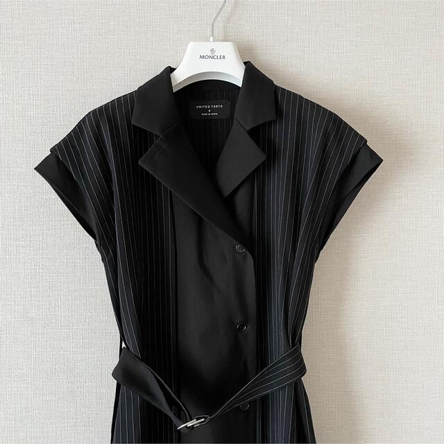 美品♡】UNITED TOKYO ダブルレイヤーシャツワンピース ブラック 専門
