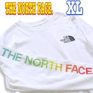 ザノースフェイス(THE NORTH FACE)の可愛いです☆ 新品 ノースフェイス アームロゴ ロンT 白 XL  ユニセックス(Tシャツ/カットソー(七分/長袖))