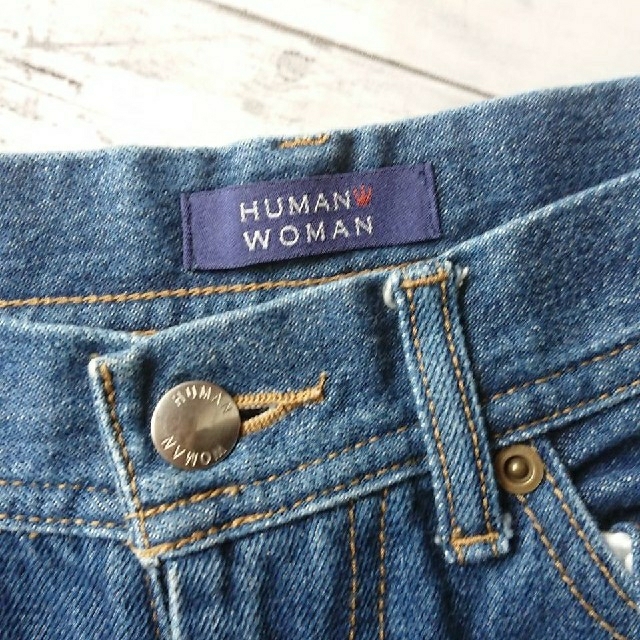 HUMAN WOMAN(ヒューマンウーマン)のHUMANWOMAN☆綿生地ストレート☆デニムパンツ レディースのパンツ(デニム/ジーンズ)の商品写真