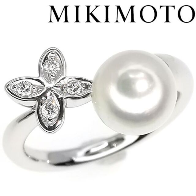 ミキモト MIKIMOTO K18WG パール ダイヤモンド リング