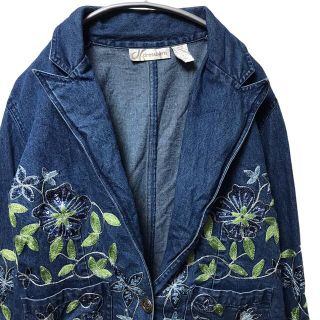 アートヴィンテージ(ART VINTAGE)の【希少】dressbarn ヴィンテージ デニムジャケット M 花柄 輸入古着(Gジャン/デニムジャケット)