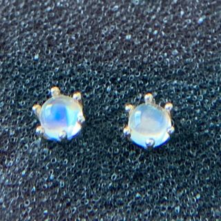 ジュエリーツツミ(JEWELRY TSUTSUMI)のピアス K18 ロイヤルブルームーンストーン  ミルククラウン カボション4mm(ピアス)