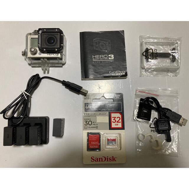 GoPro(ゴープロ)のGo pro HERO3 SanDisk SDカード スマホ/家電/カメラのカメラ(コンパクトデジタルカメラ)の商品写真