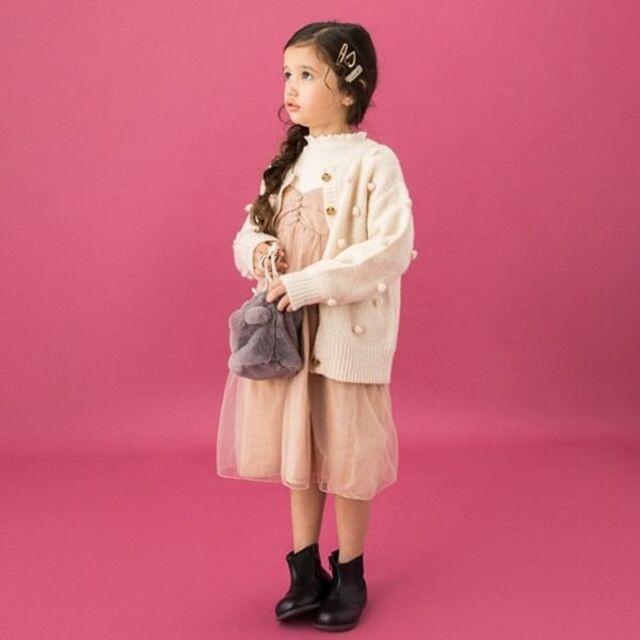 petit main(プティマイン)のpetit main プティマイン カーディガン ポンポン ニット キッズ/ベビー/マタニティのキッズ服女の子用(90cm~)(カーディガン)の商品写真