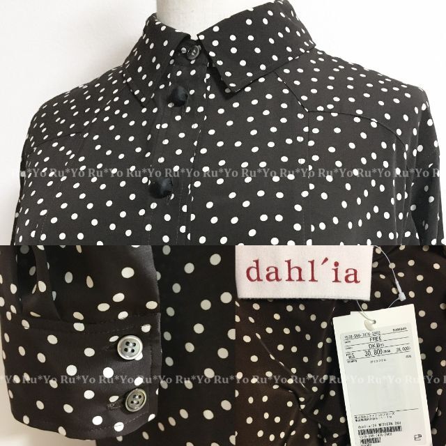 UNITED ARROWS(ユナイテッドアローズ)の未使用【dahl'ia】ドット シャツワンピース/ユナイテッドアローズ取扱い レディースのワンピース(ロングワンピース/マキシワンピース)の商品写真