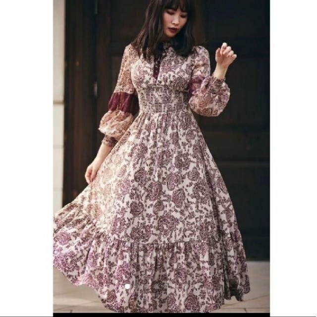 winter floral long sleeve dress レディースのワンピース(ひざ丈ワンピース)の商品写真