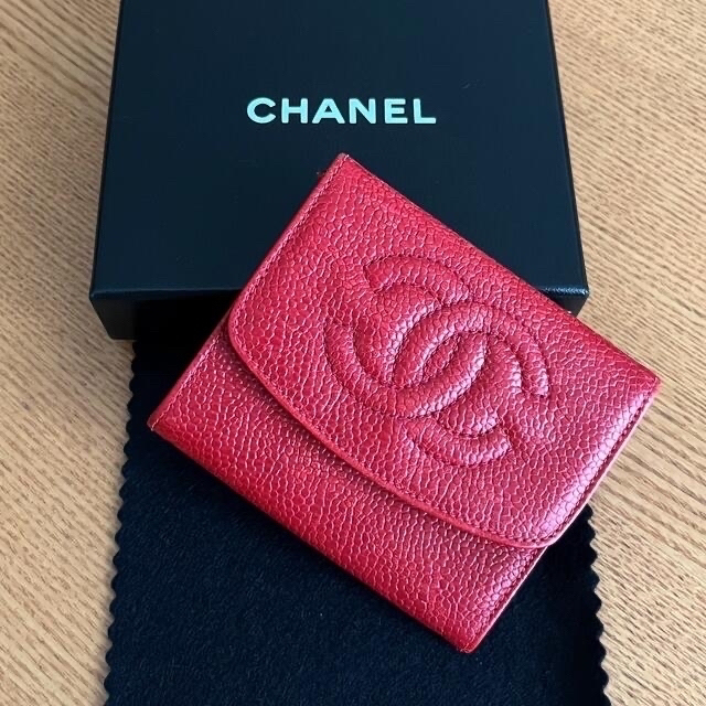 財布✨CHANEL キャビアスキン 財布 コインケース レッド