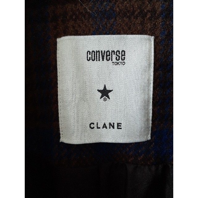 美品レディースクラネCLANE×converse東京コラボ ロングコートチェック