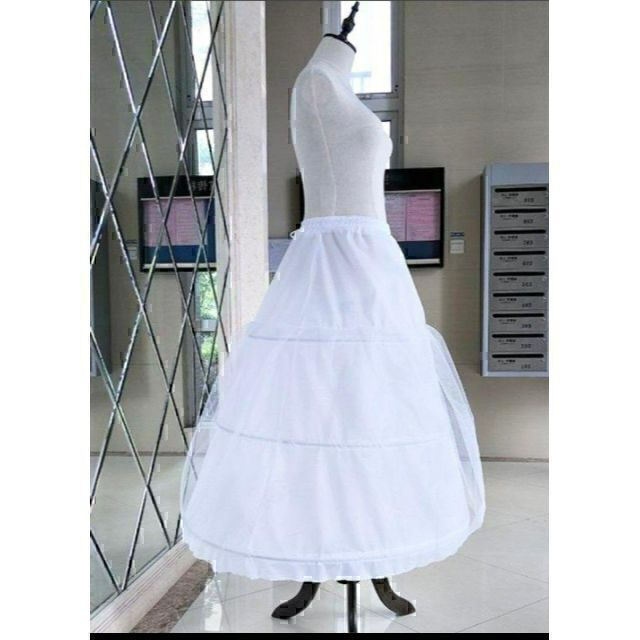 パニエ　チュール　ロング　ウェディングドレス　フリル３段　白　ワイヤー調節 レディースのスカート(その他)の商品写真