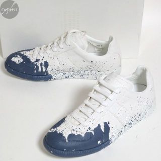 マルタンマルジェラ(Maison Martin Margiela)の41 新品 メゾンマルジェラ ペイント ジャーマントレーナー 白 ペンキ(スニーカー)