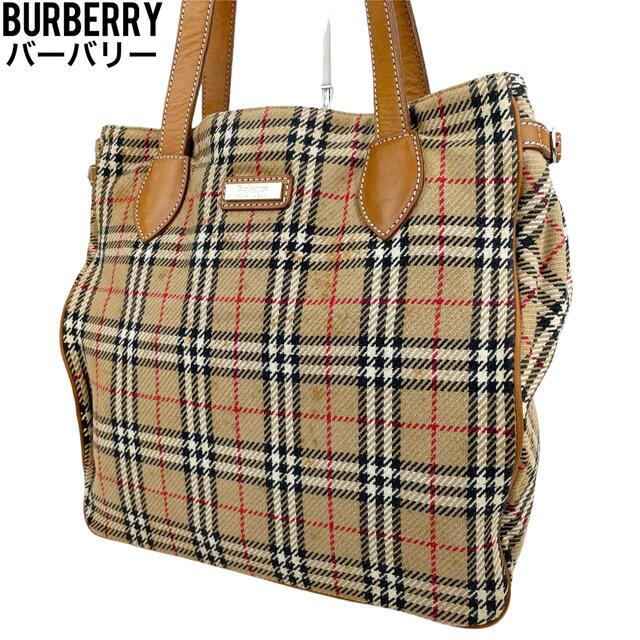 良品 BURBERRY バーバリー トートバッグ ノバチェック 手提げ ナイロン ...