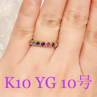 K10 アミュレットリング　7色レインボー(リング(指輪))
