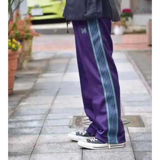 美品 needles トラックパンツ ブーツカット エッグプラント パープル-