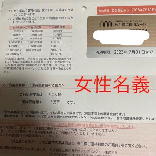 イセタン(伊勢丹)の三越伊勢丹　株主優待カード　ご利用限度額30万円(ショッピング)