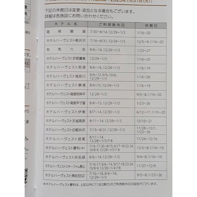 30%OFF】 東急ハーベスト 相互利用券1枚 2023年3月末まで ienomat.com.br