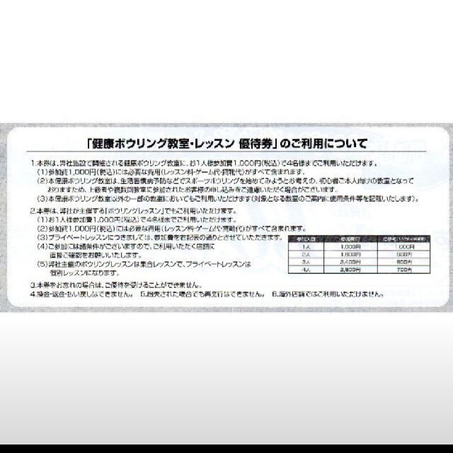 ラウンドワン　株主優待 チケットの施設利用券(ボウリング場)の商品写真