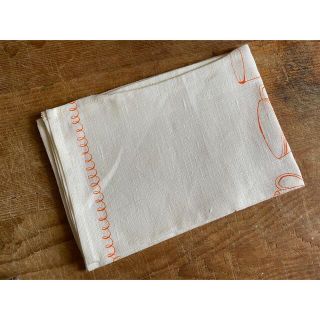 フォグリネンワーク(fog linen work)のfog linen work キッチンクロス　ホワイト　オレンジライン　カップ柄(テーブル用品)