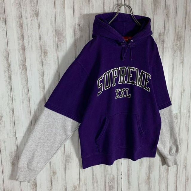 Supreme アーチロゴ スウェットパーカー 大特価 シュプリーム☆スリーブロゴ バイカラー パーカー 即完売モデル