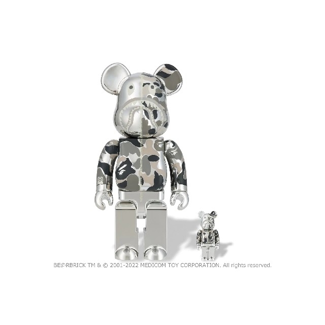 BE@RBRICK BAPE CAMO SHARK SILVER 400%BERBRICK