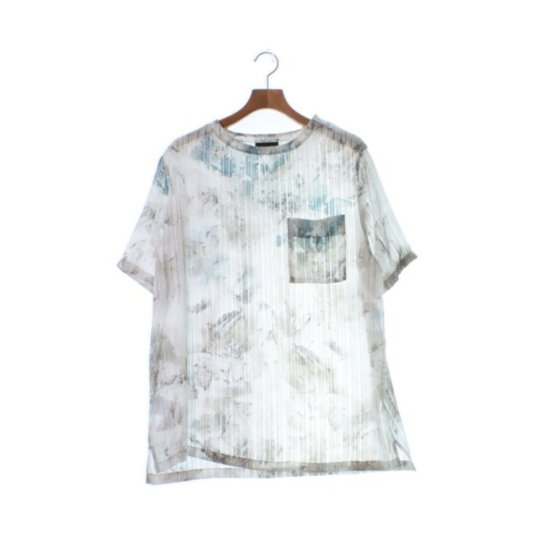 EMPORIO ARMANI カジュアルシャツ S 白xベージュx緑等(総柄)