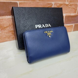 購入公式店 PRADA プラダ 財布 DAINO COLOUR BALTICO ネイビー 折り財布