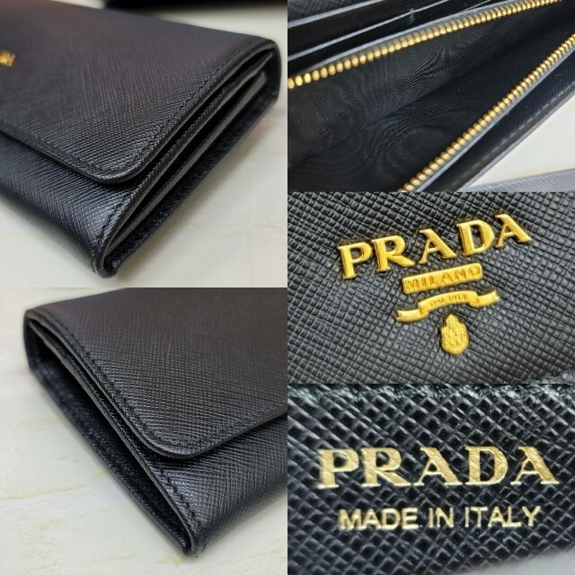 PRADA(プラダ)の新品未使用PRADA☆鑑定済☆サフィアーノ ブラック 黒パスケース付 プラダ財布 レディースのファッション小物(財布)の商品写真