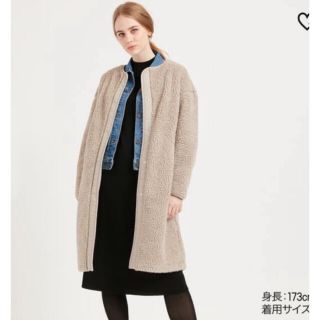 ユニクロ(UNIQLO)のユニクロ　ボアフリースノーカラーコート(ロングコート)