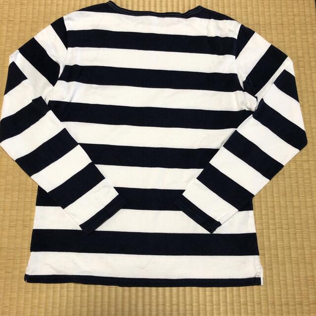 UNIQLO(ユニクロ)のユニクロ　メンズボーダーボートネックT(長袖)M白✖︎ネイビー メンズのトップス(Tシャツ/カットソー(七分/長袖))の商品写真