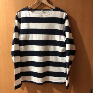 ユニクロ(UNIQLO)のユニクロ　メンズボーダーボートネックT(長袖)M白✖︎ネイビー(Tシャツ/カットソー(七分/長袖))