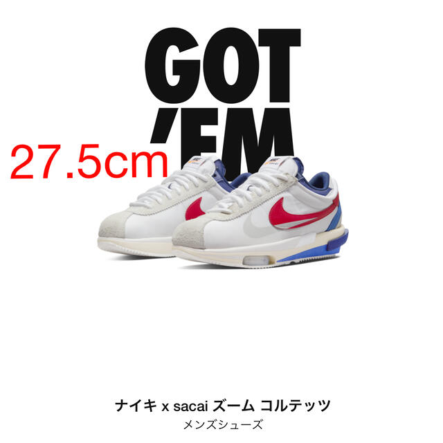 sacai NIKE Zoom Cortez White and University Red DQ0581-100 27.5cm robo-tics-slp.net