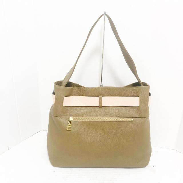 イアンヌ ショルダーバッグ美品 - レザー - ショルダーバッグ 美品 イアンヌ IANNE ショルダーバッグ オリビア 本革 シボ 茶 2way